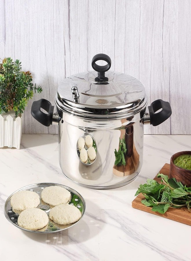REGOLITH ENTERPRISES Steel idli pot/idli cooking pot /4 pcs plates Induction base idly maker small /36 CM(Makes upto 16 idli at a time), Silver - Image 2
