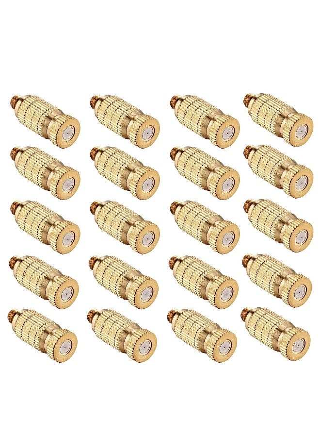 High Pressure Brass Misting Nozzles - 20 Pack Anti-Drip Atomizer Spray Heads for Outdoor Cooling, Landscaping, Greenhouse Irrigation, and Air Humidification (0.008/0.2mm) - Image 1
