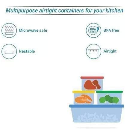 Kitchwell Kitchen Accessories Items | 1100 ML Square Airtight Storage Jar and Container Organizer | Kitchen containers Set | Plastic containers for Home and Kitchen Storage Boxes Set of 6 - Image 5