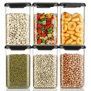 Kitchwell Kitchen Accessories Items | 1100 ML Square Airtight Storage Jar and Container Organizer | Kitchen containers Set | Plastic containers for Home and Kitchen Storage Boxes Set of 6 - Image 3
