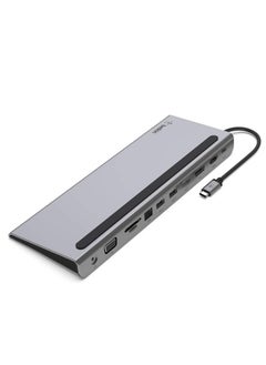 Belkin Usb C Hub, 11-In-1 Multiport Adapter Dock With 4K Hdmi, Dp, Vga, Usb-C 100W Pd Pass-Through Charging, 3 A, Gigabit Ethernet, Sd, Microsd, 3.5mm Ports For Macbook* Pro, Air, Xps And More