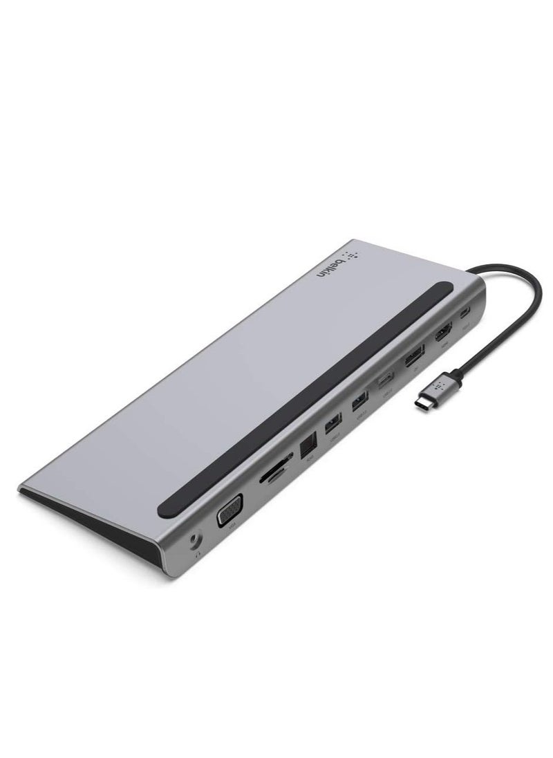 Generic - Belkin Usb C Hub, 11-In-1 Multiport Adapter Dock With 4K Hdmi, Dp, Vga, Usb-C 100W Pd Pass-Through Charging, 3 A, Gigabit Ethernet, Sd, Microsd, 3.5mm Ports For Macbook* Pro, Air, Xps And More - Image 1