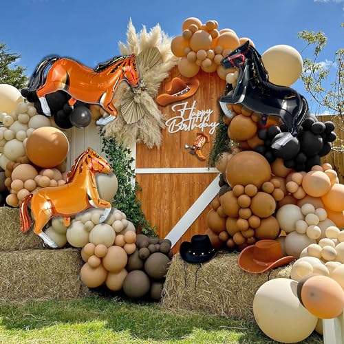 XIPEGPA 143 PCS Western Party Horse Balloons Cowboy Decoration Kit Farm Cowboy Foil Latex Balloons for Baby Shower Birthday Arch Decor - Image 1