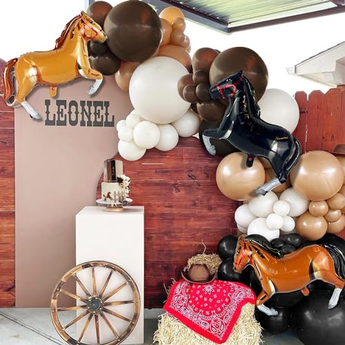 XIPEGPA 143 PCS Western Party Horse Balloons Cowboy Decoration Kit Farm Cowboy Foil Latex Balloons for Baby Shower Birthday Arch Decor - Image 4