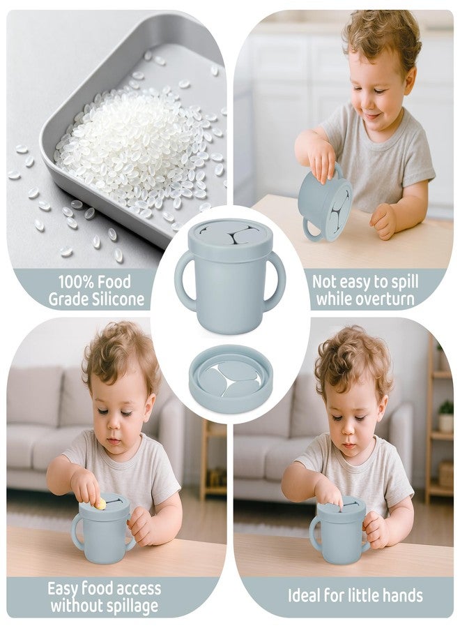 idooss Snack Containers, Silicone Food Grade Silicone Cups, Toddler Snack Container Cups with Handles and Lid for Toddlers (Color 2) - Image 4