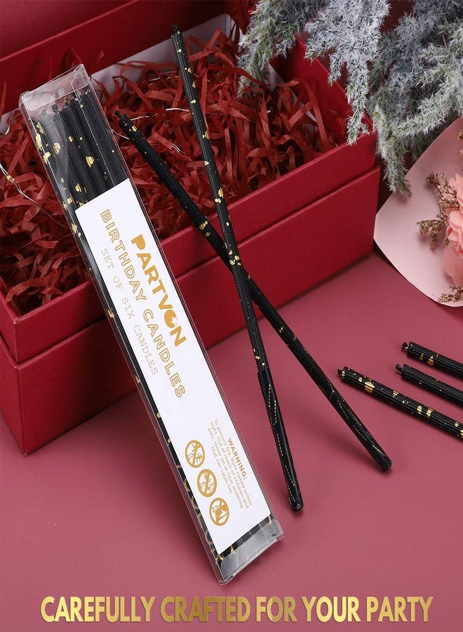 PARTVON Black Gold Birthday Cake Candles | Luxurious Long Thin Holiday Candle Set | Unique Tall Cupcake Sparklers for Birthday Anniversary Graduation Retirement Party Decoration - Image 2