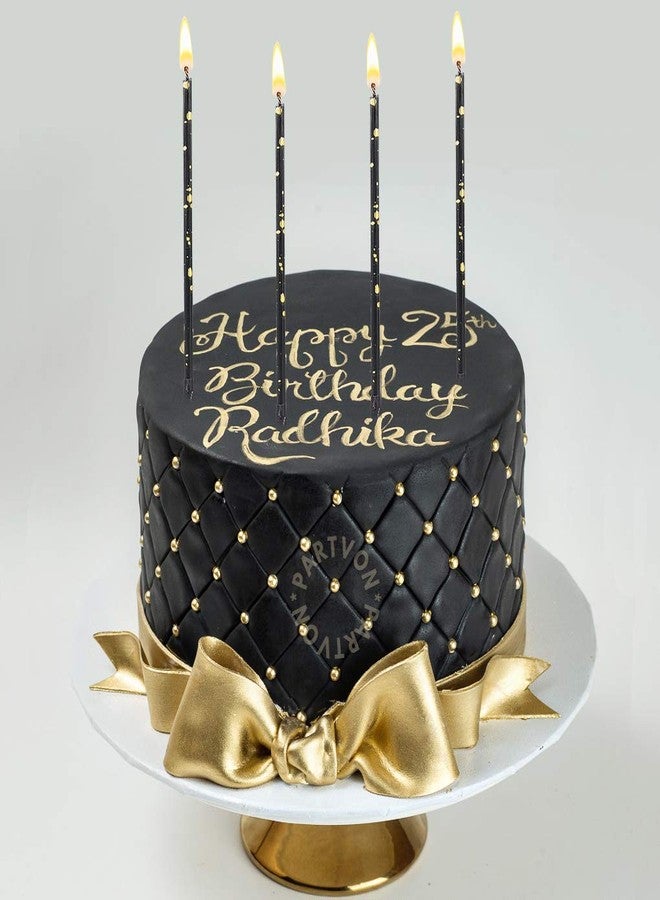 PARTVON Black Gold Birthday Cake Candles | Luxurious Long Thin Holiday Candle Set | Unique Tall Cupcake Sparklers for Birthday Anniversary Graduation Retirement Party Decoration - Image 1