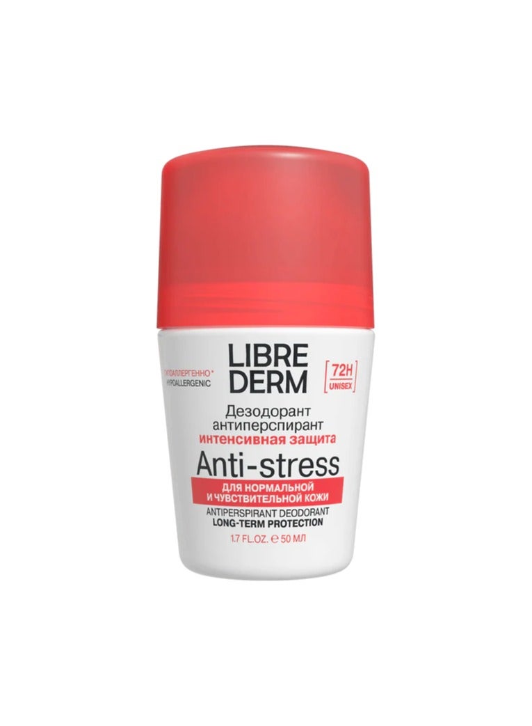 LIBREDERM 72-Hour Anti-Stress Antiperspirant, Sweat and Odor Protection, Roll-On Deodorant for Hyperhidrosis, Hypoallergenic, Dermatologist Tested for Sensitive & Normal Skin, 50 ml