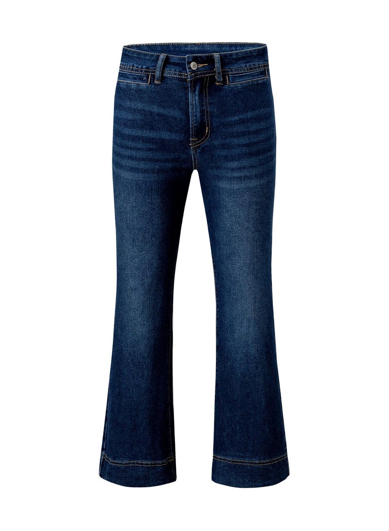 Shein SHEWIN Women Jeans High Waisted Wide Leg Jean Trendy Stretchy Ankle Denim Pants Straight Stretch Petite Cute Clothing Inseam 26 Inch, Size 10, Bluing - Image 5