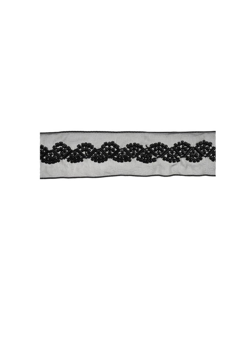 Bugles Bugle Bead Organza Trim 1in Black - Image 1