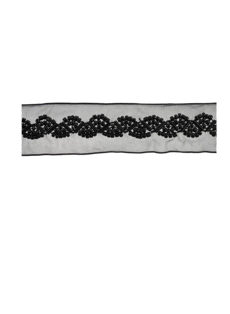Bugles Bugle Bead Organza Trim 1in Black - Image 2