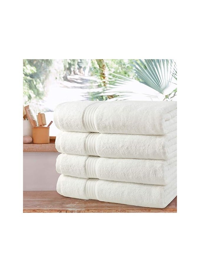 Comfy White Set Of 4- 70 X 140 Cm Highly Absorbent Combed Cotton Quick Dry Bath Towel Hotel Quality - Image 1