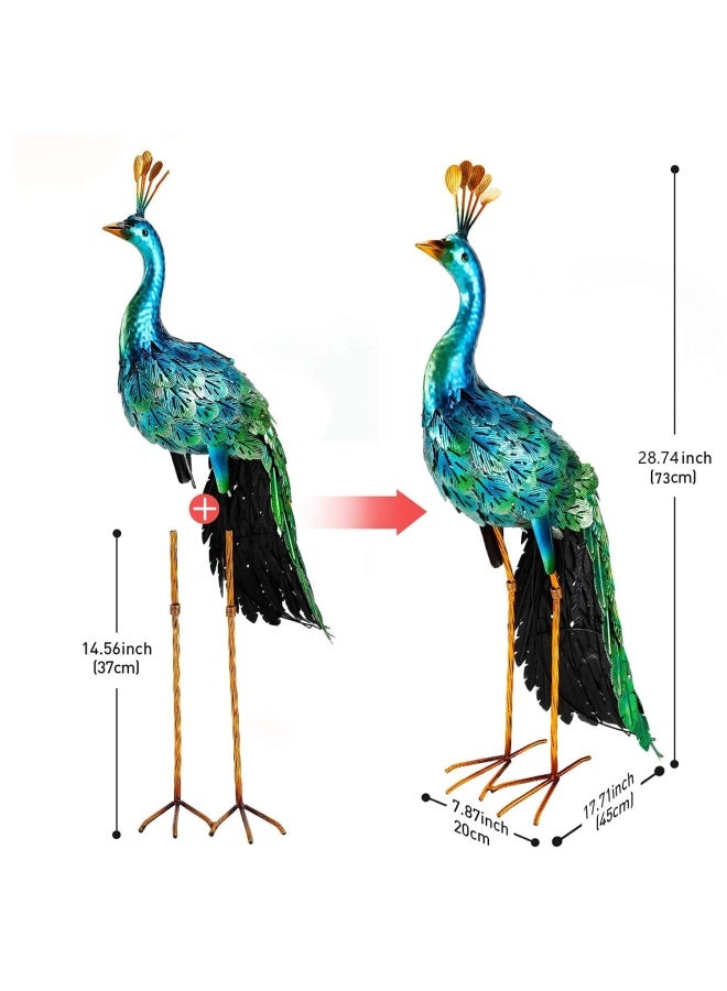 chisheen Outdoor Solar Peacock Statue Garden Decor for Outside Metal Yard Art Outdoor Decoration for Lawn Backyard Party Wedding Mothers Day Gardening Gifts for Women - Image 3