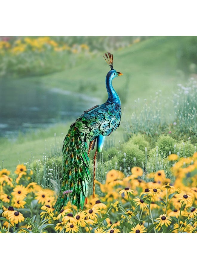chisheen Outdoor Solar Peacock Statue Garden Decor for Outside Metal Yard Art Outdoor Decoration for Lawn Backyard Party Wedding Mothers Day Gardening Gifts for Women - Image 5
