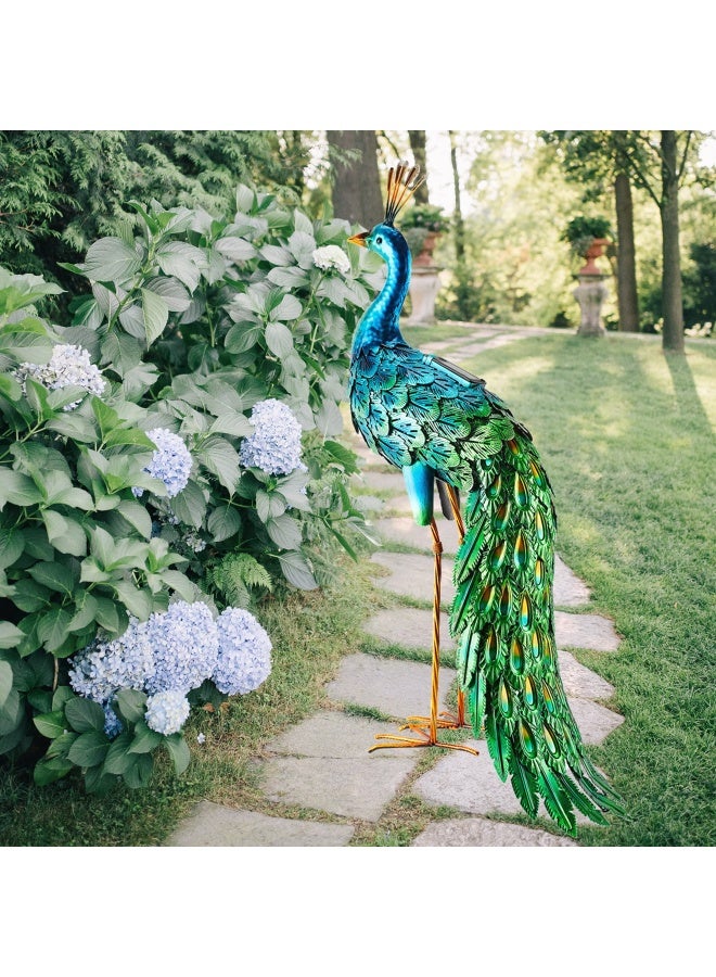 chisheen Outdoor Solar Peacock Statue Garden Decor for Outside Metal Yard Art Outdoor Decoration for Lawn Backyard Party Wedding Mothers Day Gardening Gifts for Women - Image 4