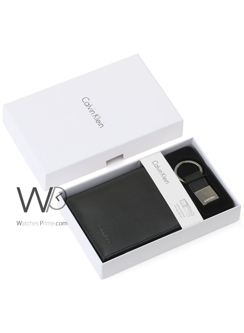 Calvin Klein Jeans Calvin Klein Men's Black Genuine Leather Card Holder Wallet Keychain Ck - Image 4
