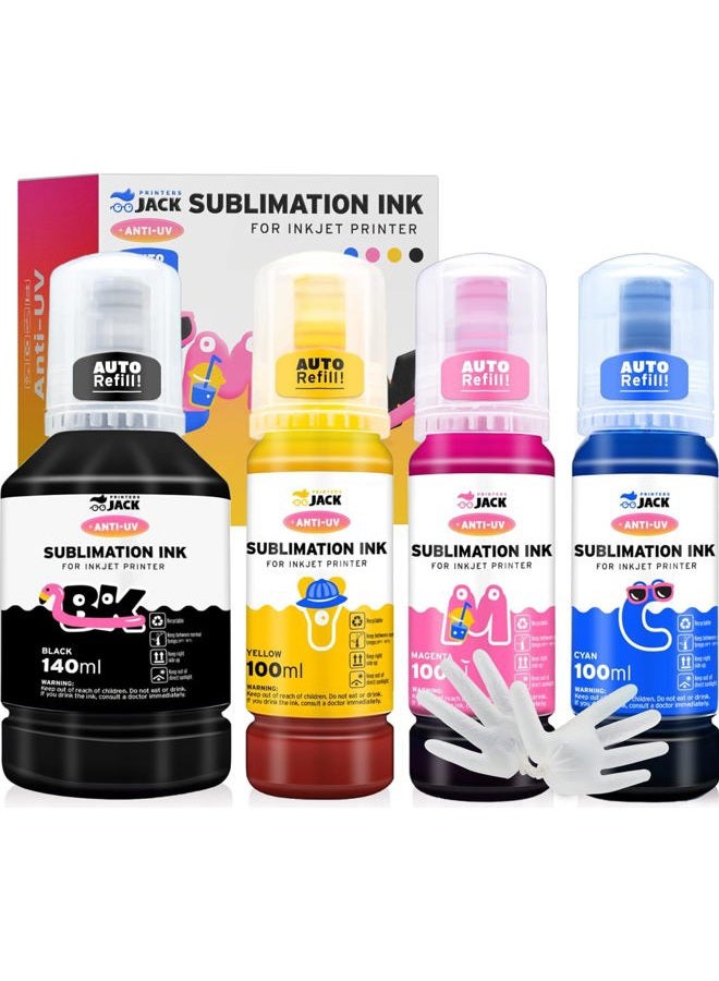 Printers Jack 440ml Sublimation Ink Refill Bottles for Epson EcoTank Supertank Printer ET-2720, ET-15000, ET-4700, ET-2760, ET-3760, ET-4760, ET-2700, ET-2750, ET-4750, L3110, L3150 - Image 1