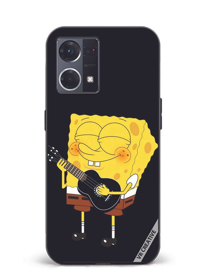 VR CREATIVE Protective Case Cover For Oppo Reno8 4G Spongebob With Guitar Design Multicolour - Image 1