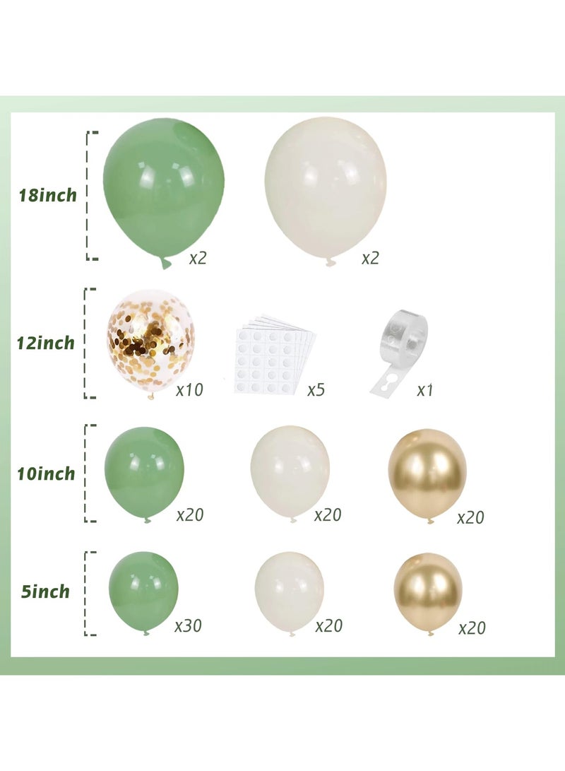 Sage Green White Sand Balloon Arch Kit, Green Beige Gold Metallic Balloons Garland Kit with Gold Confetti Balloons for Birthday Wedding Baby Showr Bridal Shower Bachelorette Party Decorations - Image 2