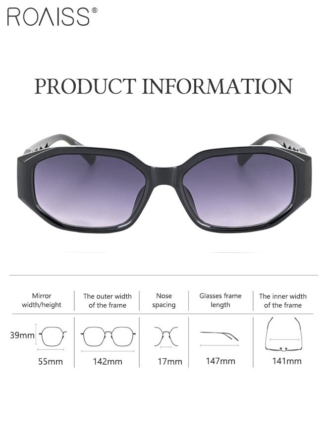رويس نظارات شمسية نسائية متعددة الأضلاع بتصميم كلاسيكي مع حماية من الأشعة فوق البنفسجية 400 وأذرع فريدة، نظارات شمسية عصرية مضادة للتوهج للسيدات أثناء القيادة والصيد والسفر، لون أسود، مقاس 55 مم - Image 3