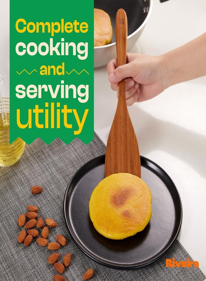 Riveira Brown Bamboo Wooden Spoons for Cooking Set of 6 - Natural Brown Bamboo Wooden Cooking Utensils, Wooden Spatula, Wooden Spoon - Premium Quality Wooden Utensil Set for Non-Toxic Cooking - Image 3