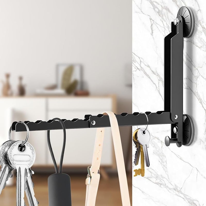 Black Foldable Hooks Space Saving Wall Hanger For Clothing Multi Purpose Rack - Image 5