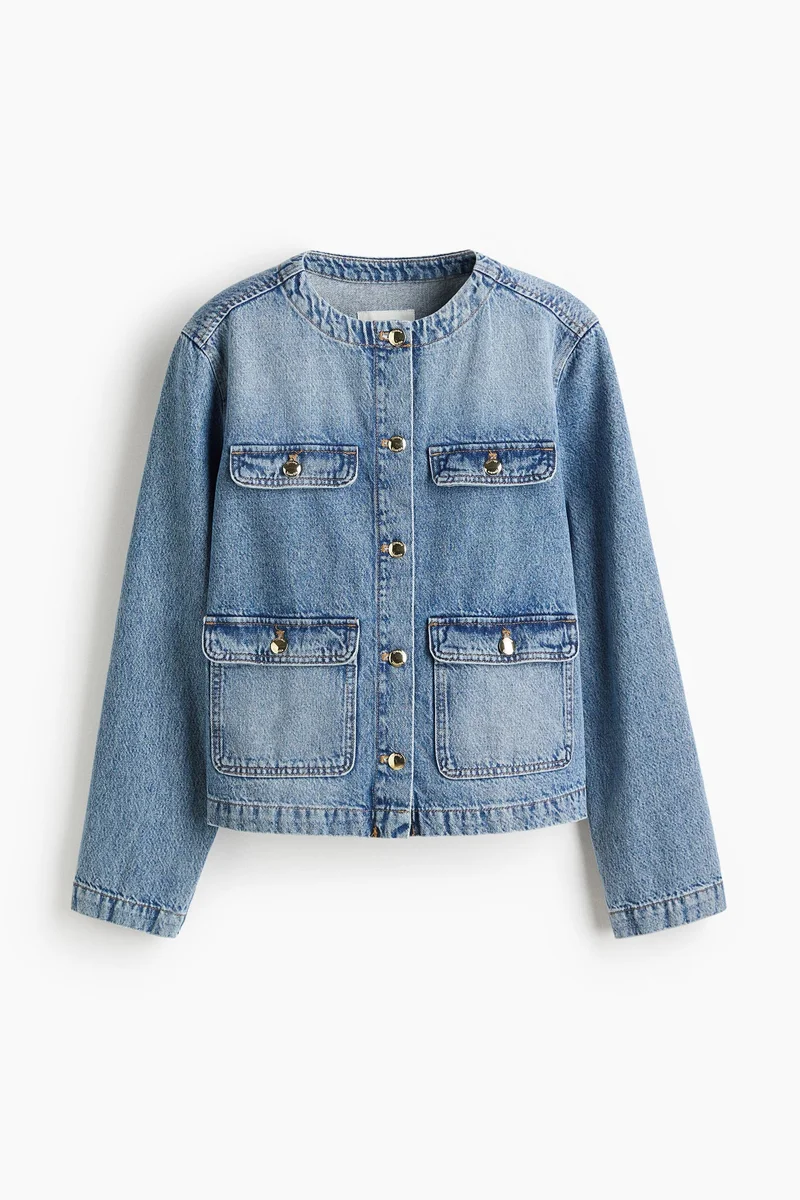 H&M Collarless denim jacket