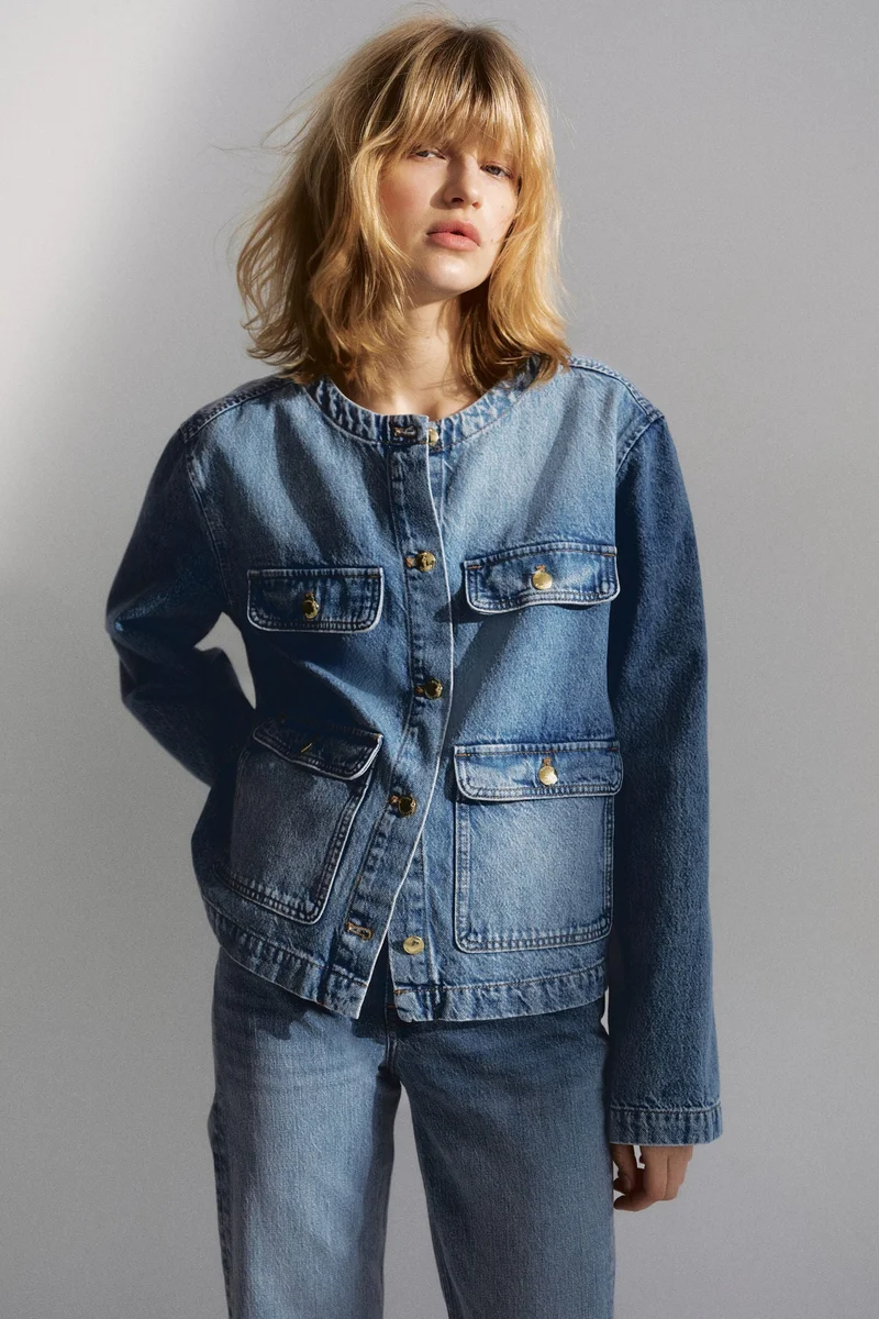 H&M Collarless denim jacket