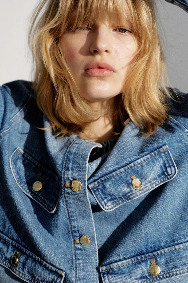 H&M Collarless denim jacket