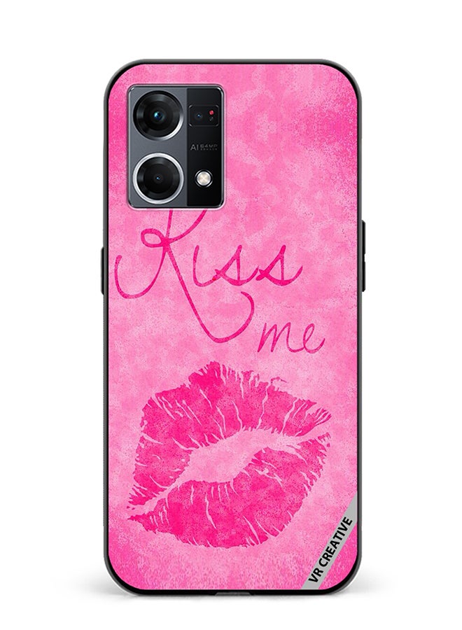 VR CREATIVE Protective Case Cover For Oppo Reno8 4G Kiss me Pink Design Multicolour - Image 1