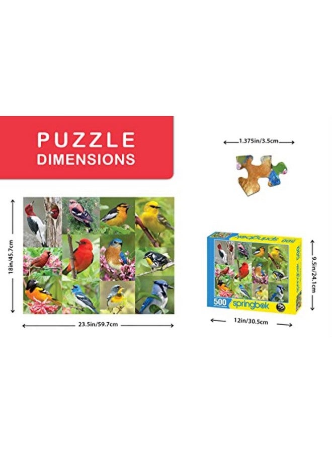 سبرينغبوك لغز الصور المقطوعة "طيور الظباء" المكون من 500 قطعة للبالغين يتميز بمجموعة صور مجمعة من الطيور الأمريكية الملونة - Image 4