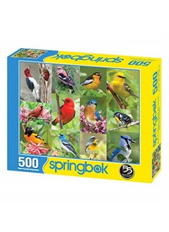 Springbok Springbok Birds of a Feather 500 piece Jigsaw Puzzle for Adults features a photo collage of colorful American birds  - Image 2