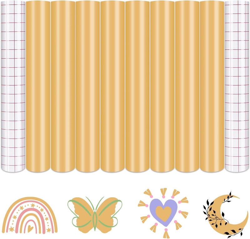 Tintnut Boho Permanent Vinyl - 8 Sheets 12"x10"Goldenrod Adhesive Vinyl Sheets Brown Self Sticker Water proofing Vinyl Compatible with Cricut Or Silhouette - Image 1