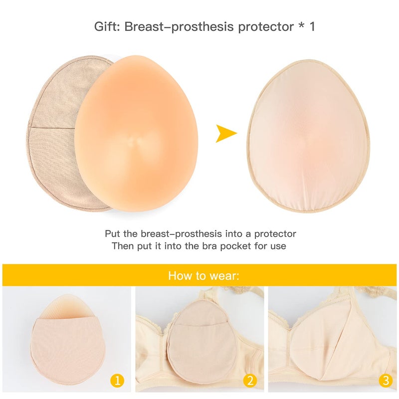 ONEFENG Silicone Breast Forms Waterdrop Mastectomy Prosthesis Concave Bra Pad Breast Ehancers One Piece - Image 5
