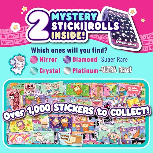 Sky Castle STICKI Rolls Sticki Bands - The Original Wearable Shareable Sticker Bracelet | Includes 70 Mini Stickers | 2 Mystery Reveal Sticki Rolls | Over 1000 Sticker Designs to Collect! (Series 1 Pink) - Image 4
