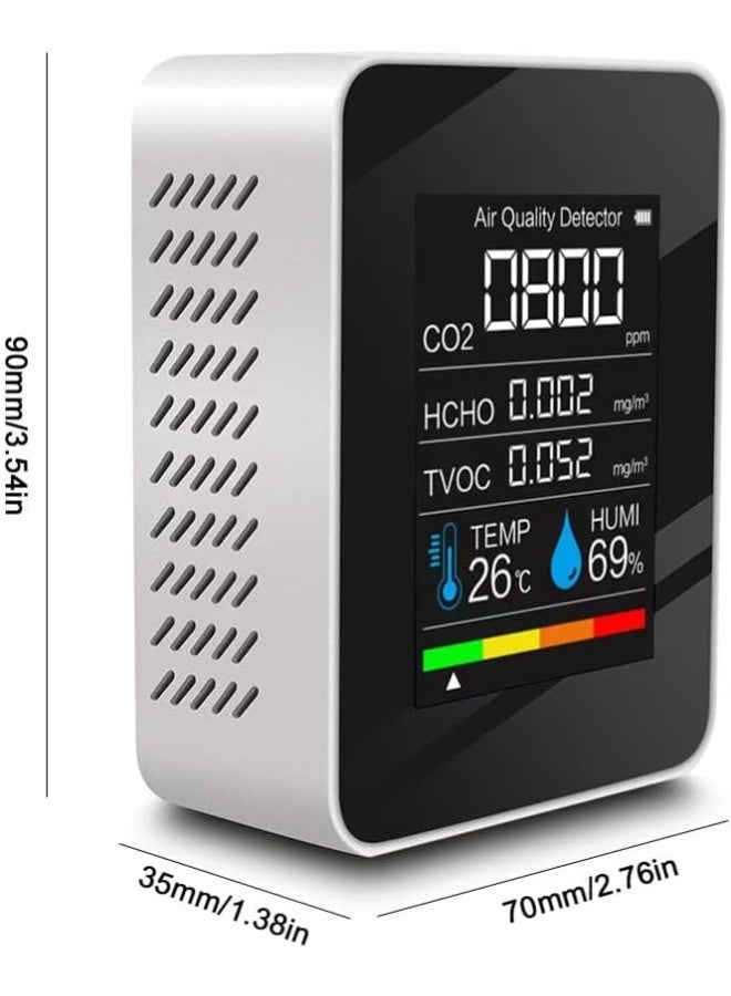 M MIAOYAN Indoor air quality monitor, professional portable detector, accurately measures carbon dioxide, total volatile organic compounds, formaldehyde, humidity, temperature, and particulate matter. Suitable for homes, offices, plants, and pets, this 5-in-1 air quality monitor - Image 2