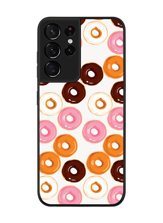 Stylizedd - Rugged Black edge case for Samsung Galaxy S21 Ultra 5G Slim fit Soft Case Flexible Rubber Edges Anti Drop TPU Gel Thin Cover - Donut Drops - Image 1