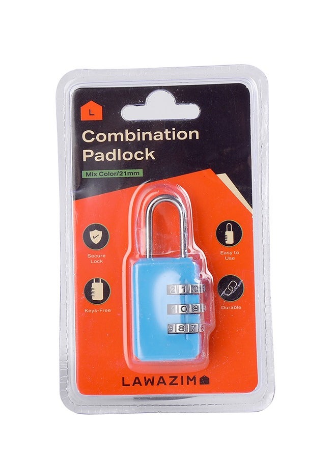 LAWAZIM - Combination Padlock - 21mm Mix Color - HeavyDuty Shackle Combination Lock Dial Lock Gym & School locker lock Travel lock Luggage lock Storage Unit Cabinet Keyless lock 3 digits Resettable lock - Image 1