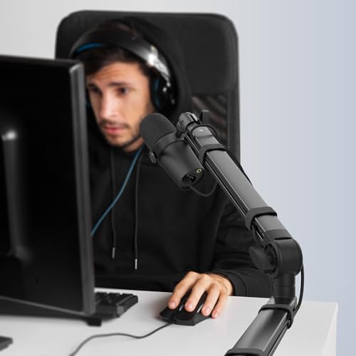 CMTECK Microphone Boom Arm, Low Profile Microphone Arm Stand with Cable Management, Desk Mount Clamp, 5.91" Extended Riser, Screw Adapter, 360° Adjustable Stick for Podcast Streaming Gaming Studio - Image 5