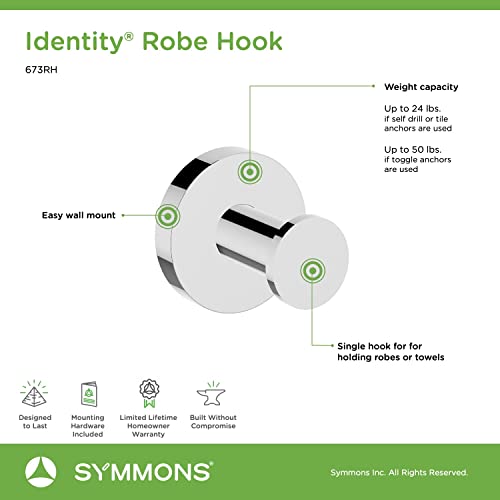 Symmons 673RH Identity Wall-Mounted Robe Hook in Polished Chrome - Image 4