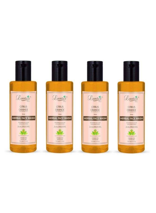 LUSTER Citrus Orange Face Wash ; Lime Essential Oil ; Radiance & Glowing Skin ; Herbal Face Wash For Women & Men ; All Skin Types (Paraben & Sulphate Free) 110 Ml (Pack Of 4) - Image 1