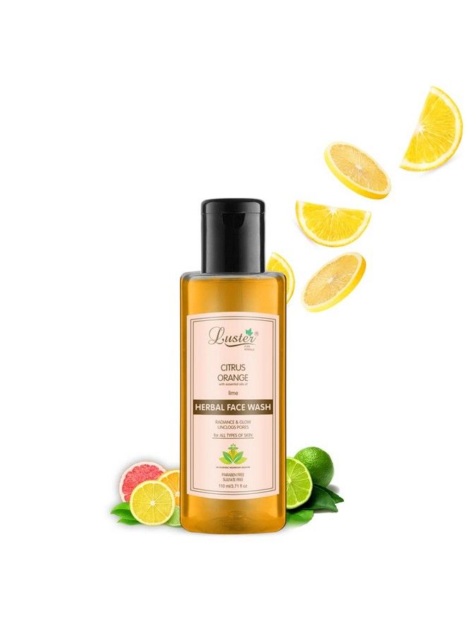 LUSTER Citrus Orange Face Wash ; Lime Essential Oil ; Radiance & Glowing Skin ; Herbal Face Wash For Women & Men ; All Skin Types (Paraben & Sulphate Free) 110 Ml (Pack Of 4) - Image 3
