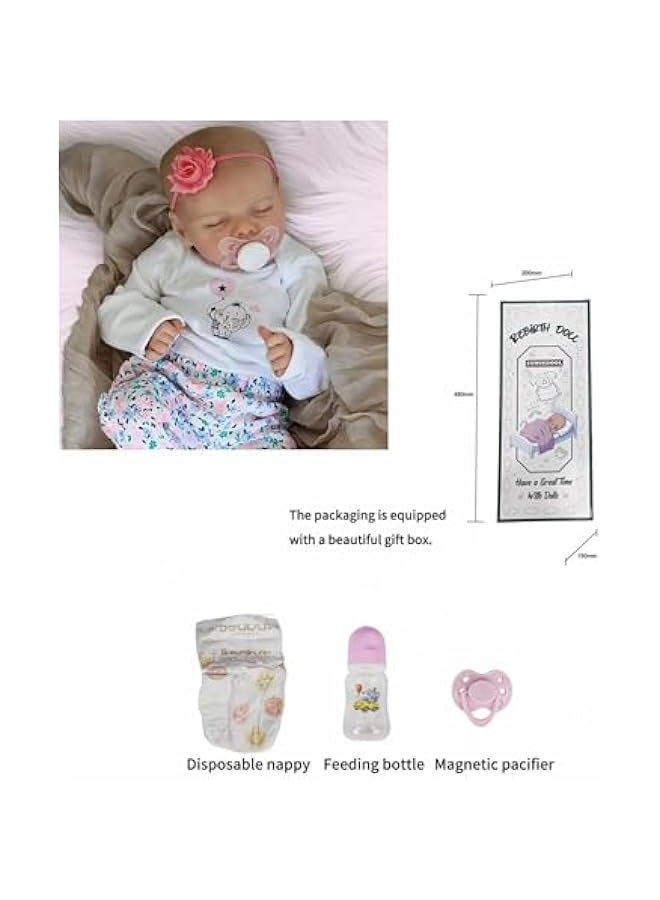 17 Inch Lifelike Reborn Toddler Dolls Full Body Vinyl Silicone with short Hair, with All Accessories Handmade Sleeping Babies Doll for Authentic Experience, for 3+ Years Old Girls - Image 3