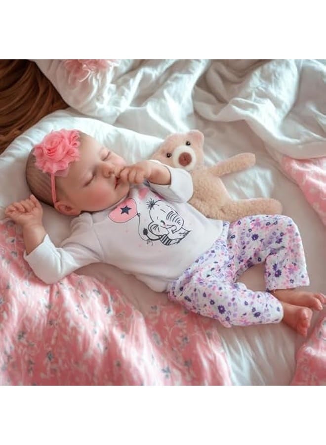 17 Inch Lifelike Reborn Toddler Dolls Full Body Vinyl Silicone with short Hair, with All Accessories Handmade Sleeping Babies Doll for Authentic Experience, for 3+ Years Old Girls - Image 5