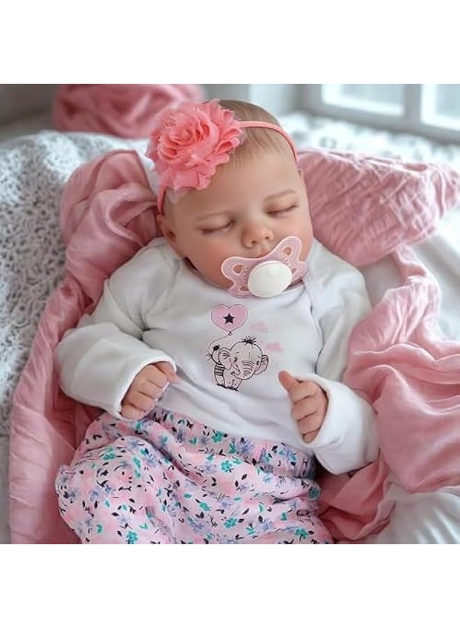 17 Inch Lifelike Reborn Toddler Dolls Full Body Vinyl Silicone with short Hair, with All Accessories Handmade Sleeping Babies Doll for Authentic Experience, for 3+ Years Old Girls - Image 4