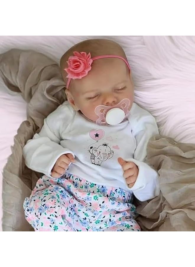 17 Inch Lifelike Reborn Toddler Dolls Full Body Vinyl Silicone with short Hair, with All Accessories Handmade Sleeping Babies Doll for Authentic Experience, for 3+ Years Old Girls - Image 1