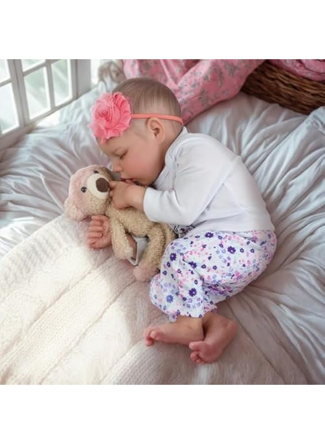 17 Inch Lifelike Reborn Toddler Dolls Full Body Vinyl Silicone with short Hair, with All Accessories Handmade Sleeping Babies Doll for Authentic Experience, for 3+ Years Old Girls - Image 2