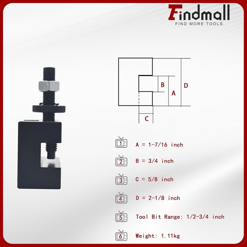 findmall CXA #1 Quick Change 250-301 Tool Post Turning Facing Holder - Image 2