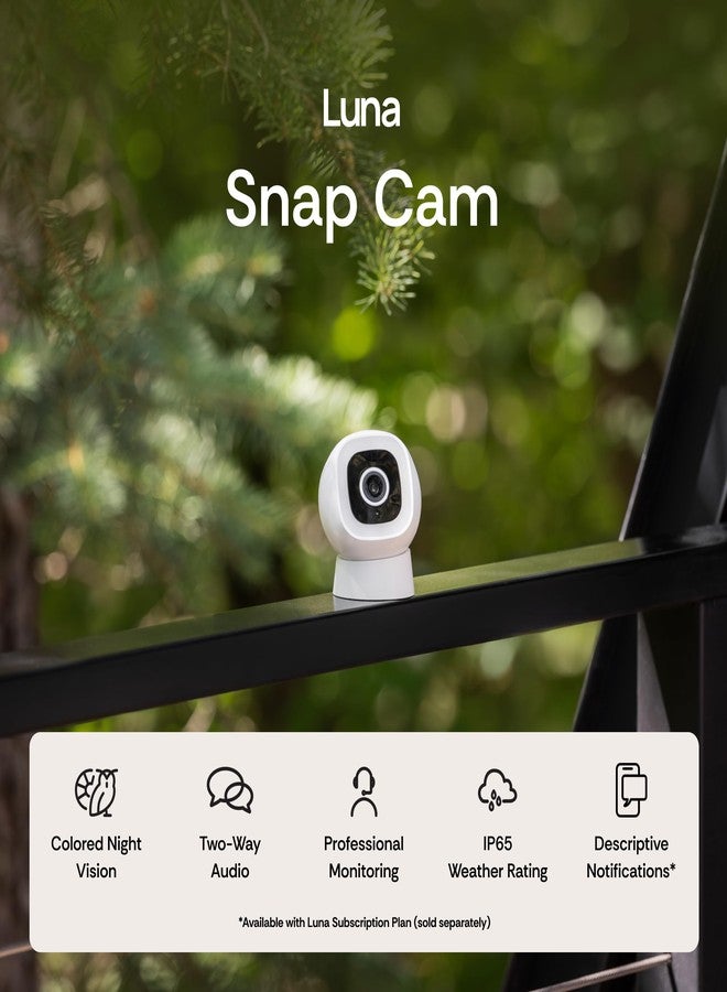 LUNA Home Luna 2K QHD Security Camera Indoor/Outdoor, Wired IP65 WiFi Camera for Home Security, Color Night Vision, Spotlight/Siren, AI Motion Detection, Smart Alerts/Daily Event Summary, App Control (1, Black) - Image 2