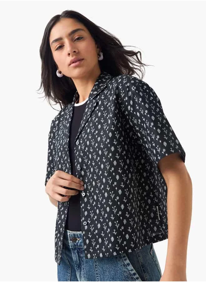 Lee Cooper Lee Cooper Relaxed Fit Floral Print Shirt with Camp Collar